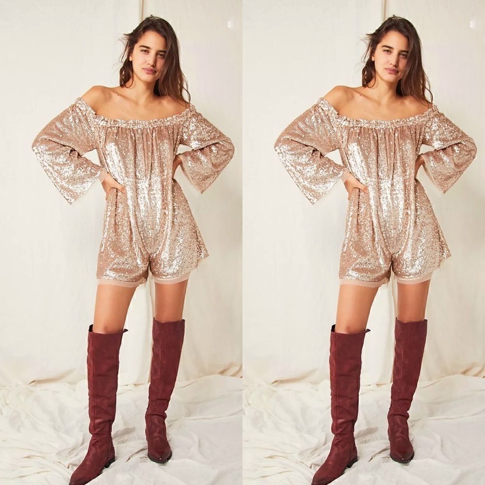FREE PEOPLE Emilia Sequin Romper